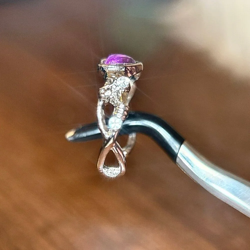 Open Back Purple Heart Heart‎ Ring